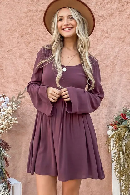 And The Why Back Lace Button Down Detail Bell Sleeve Dress - Redemption By Ashley North