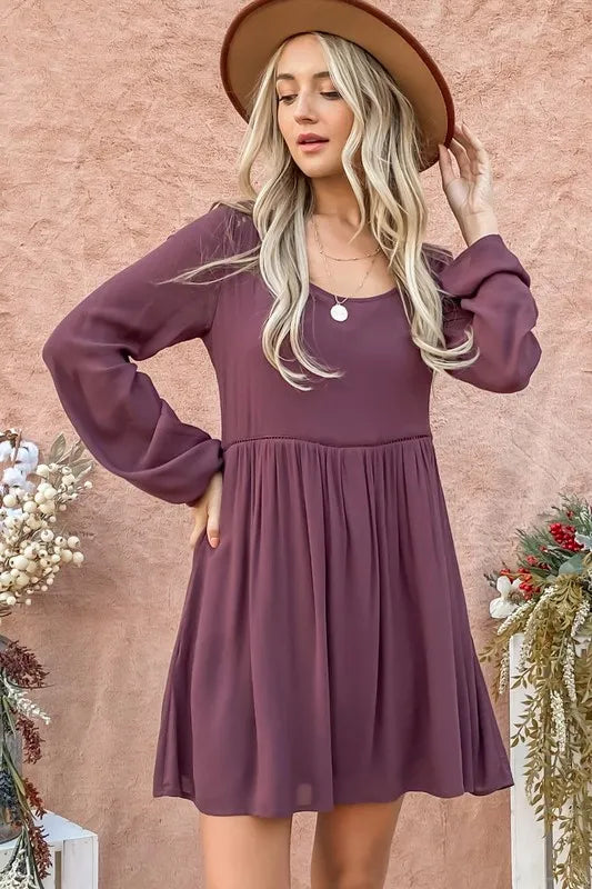 And The Why Back Lace Button Down Detail Bell Sleeve Dress - Redemption By Ashley North