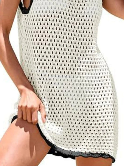 Color Block Openwork Sleeveless Cutout Back Cover-Up - Redemption By Ashley North