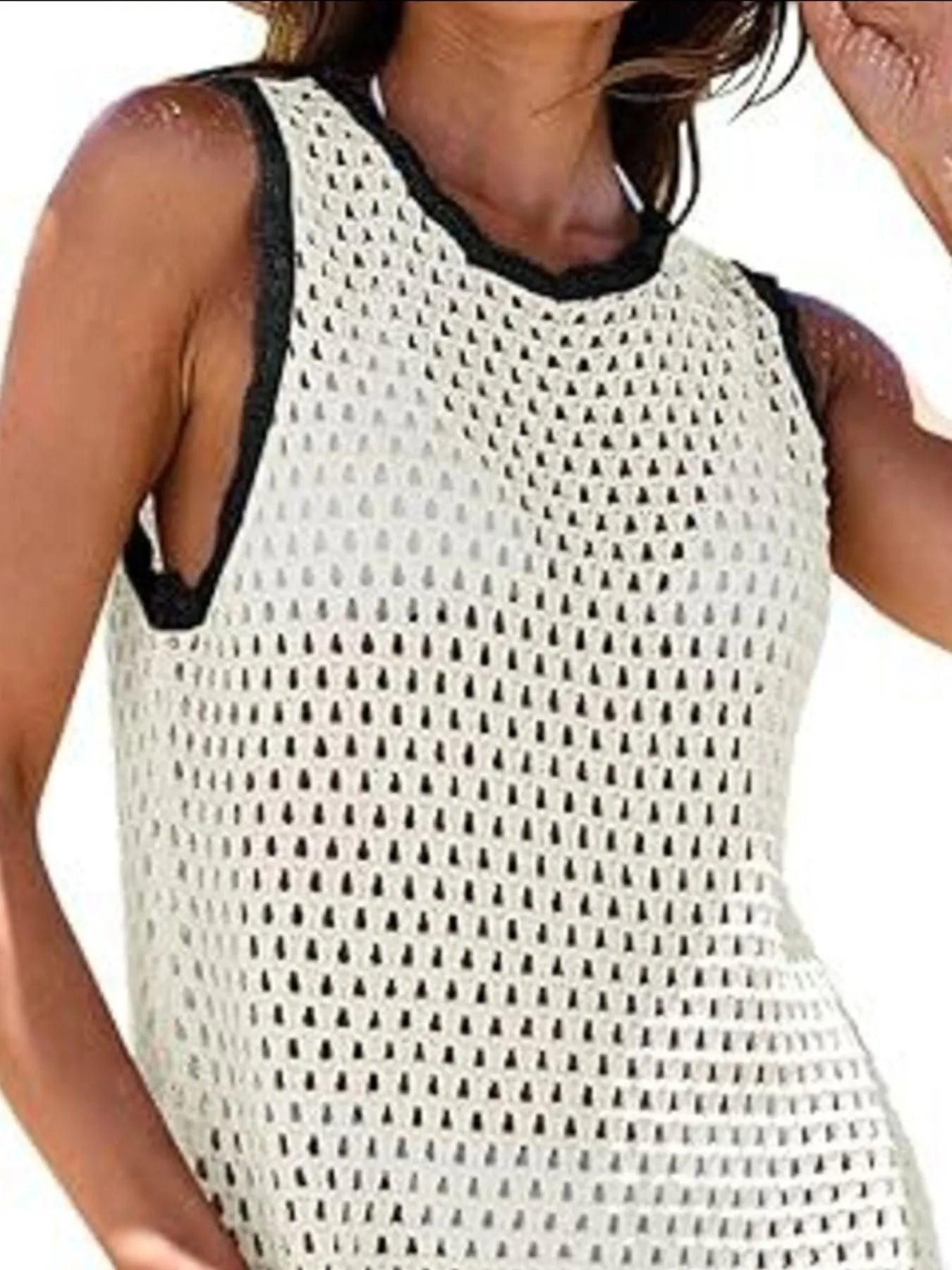 Color Block Openwork Sleeveless Cutout Back Cover-Up - Redemption By Ashley North
