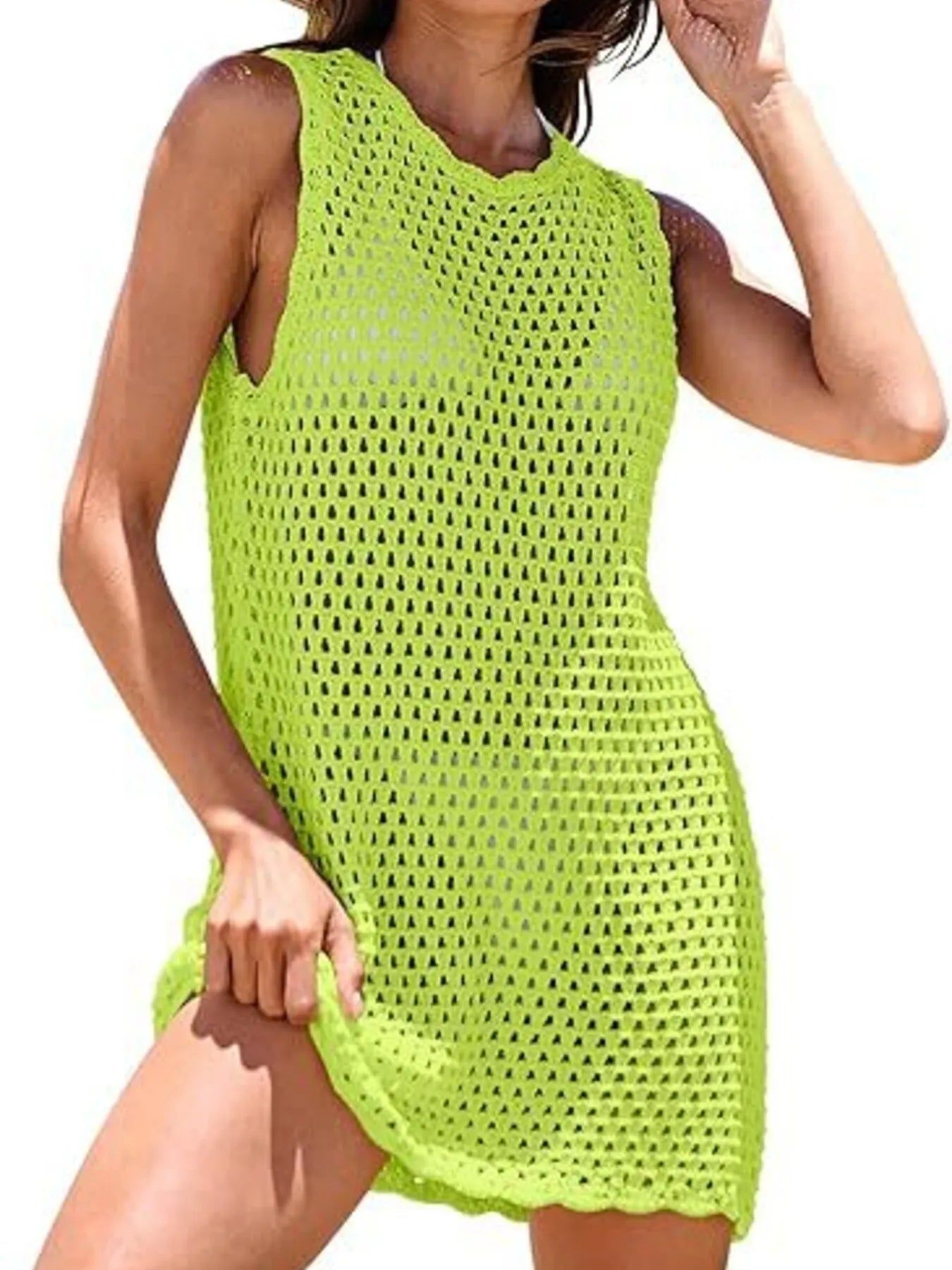 Color Block Openwork Sleeveless Cutout Back Cover-Up - Redemption By Ashley North