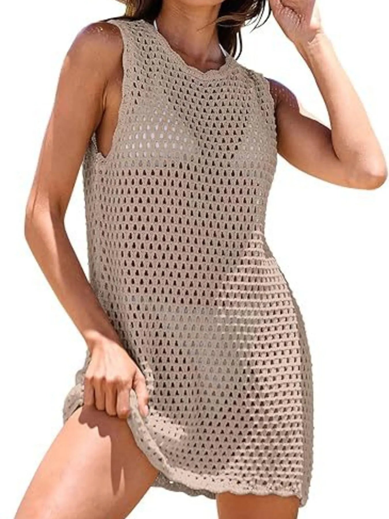 Color Block Openwork Sleeveless Cutout Back Cover-Up - Redemption By Ashley North