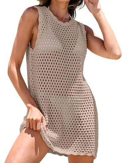 Color Block Openwork Sleeveless Cutout Back Cover-Up - Redemption By Ashley North
