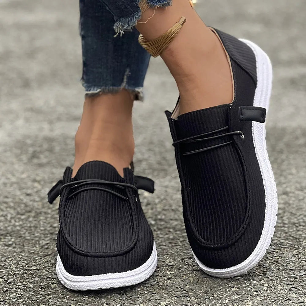 Red Trendsi round toe flat slip-on shoes for women, showing the comfortable slip-on design and sleek finish.