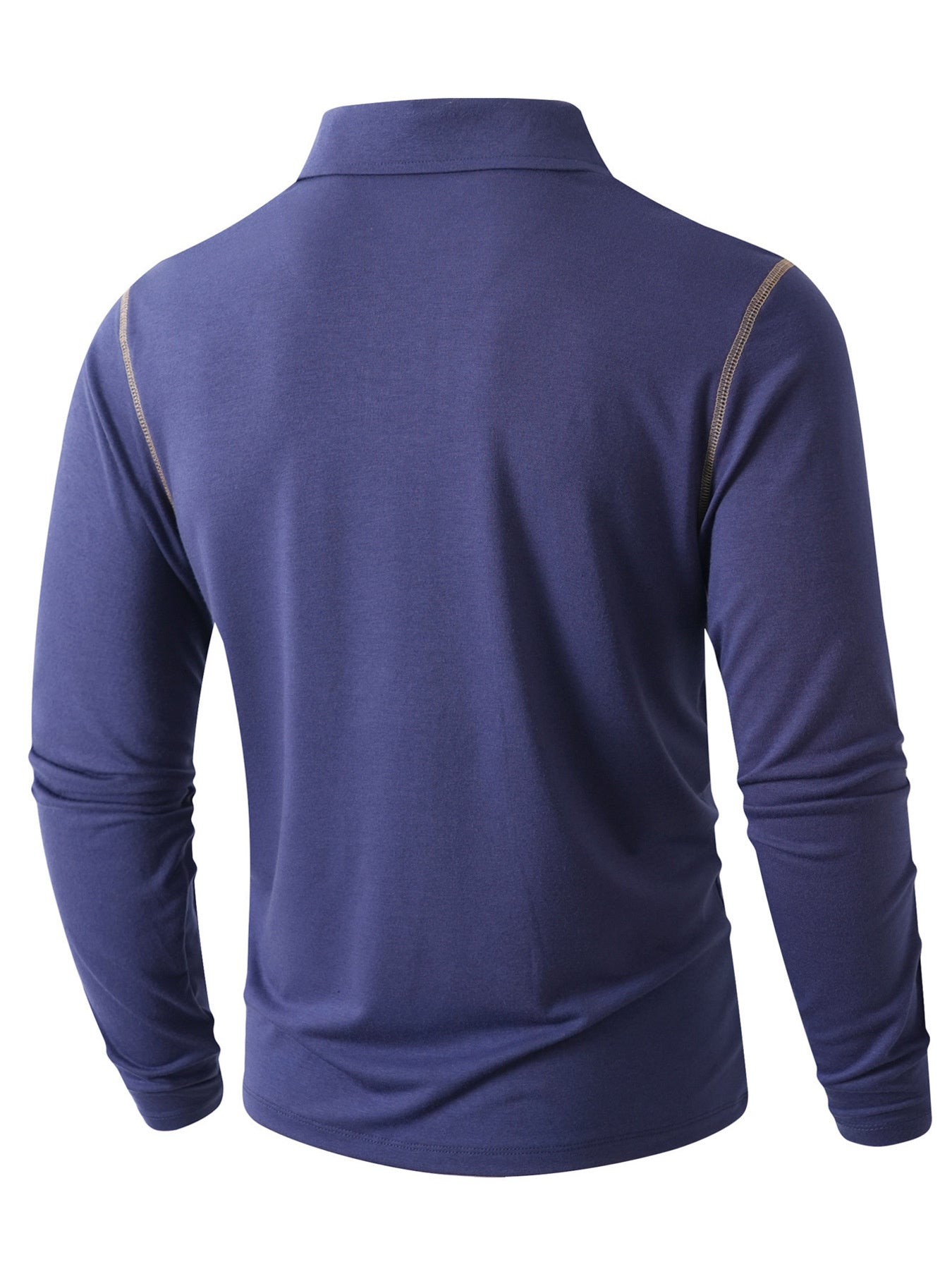 Men's full-size rose-red long sleeve casual polo shirt by Trendsi, made for a comfortable fit with a classic collar and button front.