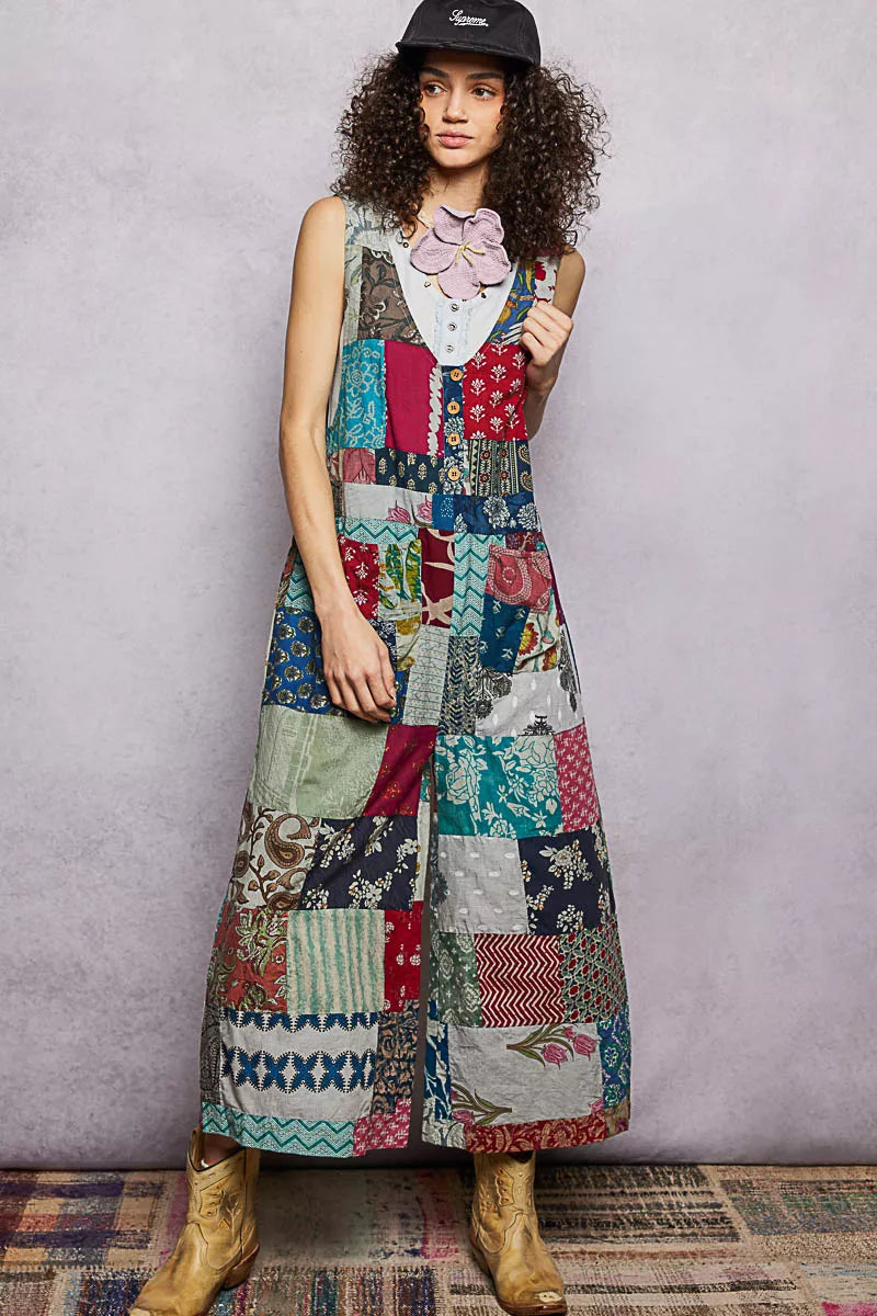 POL Sleeveless Patchwork Wide Leg Jumpsuit - Redemption By Ashley North