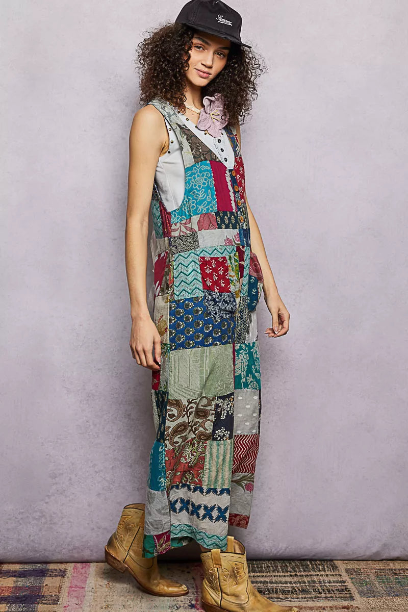 POL Sleeveless Patchwork Wide Leg Jumpsuit - Redemption By Ashley North