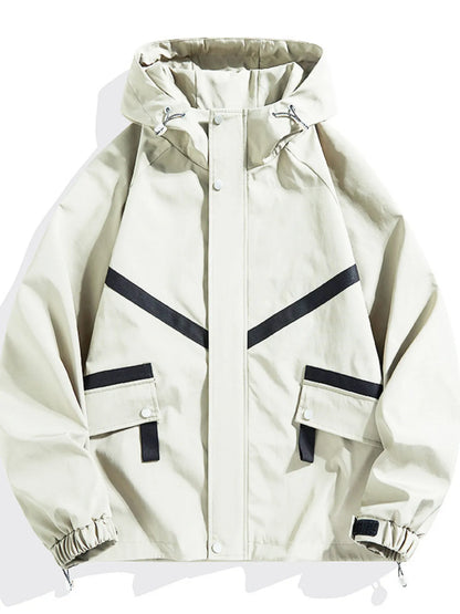 Men's full-size casual hooded zip-up outerwear by Trendsi, sage green, plus size, with front pockets and adjustable drawstrings.