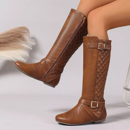 Trendsi round toe block heel boots with stylish design, featuring a sleek silhouette and sturdy heel for versatile everyday wear.