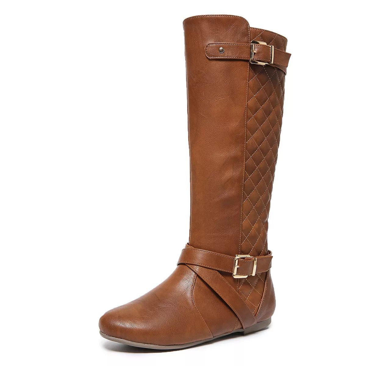Trendsi round toe block heel boots with stylish design, featuring a sleek silhouette and comfortable block heel for versatile wear.