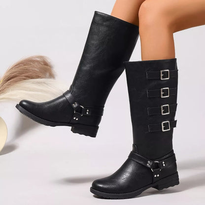 Trendsi round toe block heels boots with stylish design and sturdy heel, perfect for casual or dressy outfits.