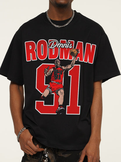 Men's dark gray graphic vintage wash T-shirt by Trendsi featuring retro-inspired design and soft, worn-in fabric.