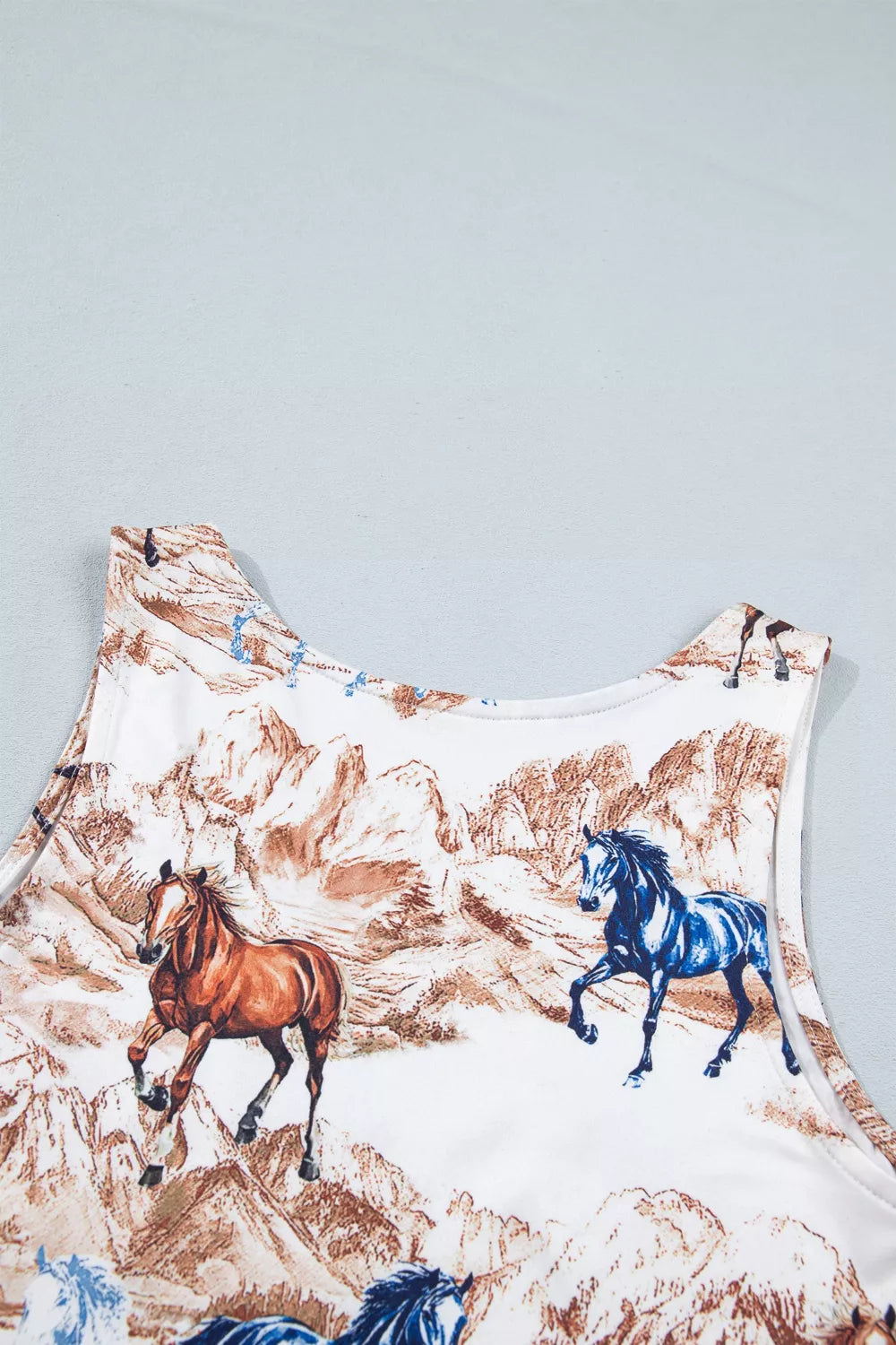 Taupe Western Horse Hat Slim Tank Top from Trendsi, featuring a stylish horse hat print and fitted sleeveless design.