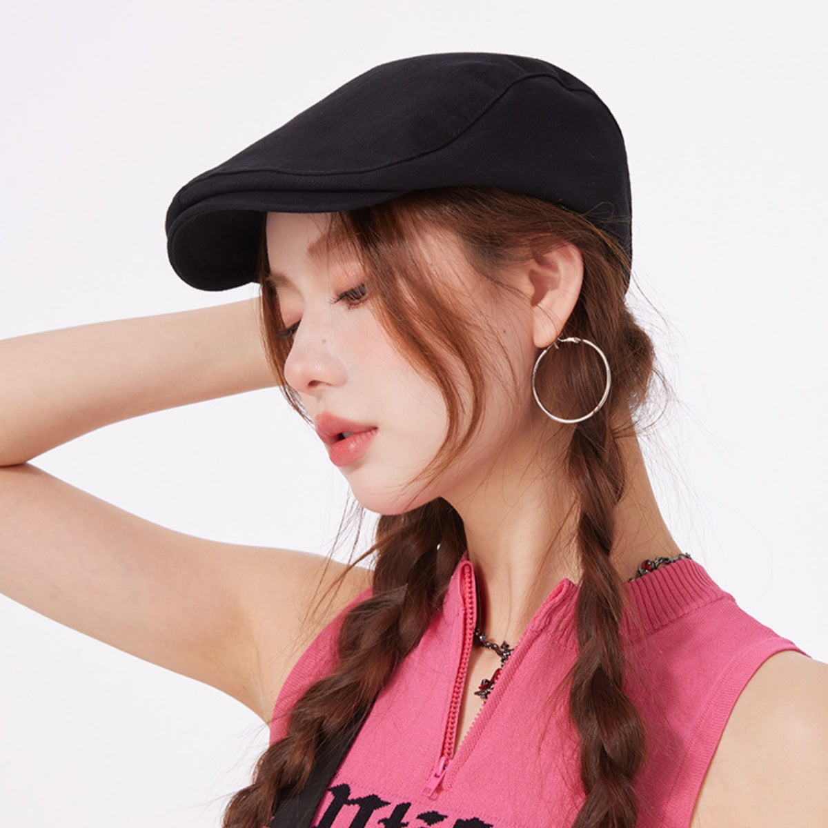 Classic solid color Newsboy cap by Trendsi, showing a stylish, rounded brim hat made of soft fabric with a vintage-inspired design.