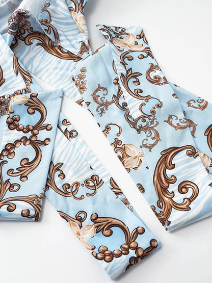 Cutout Front Printed Long Sleeve Romper - Redemption By Ashley North