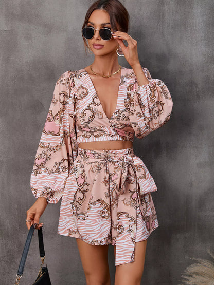 Cutout Front Printed Long Sleeve Romper - Redemption By Ashley North