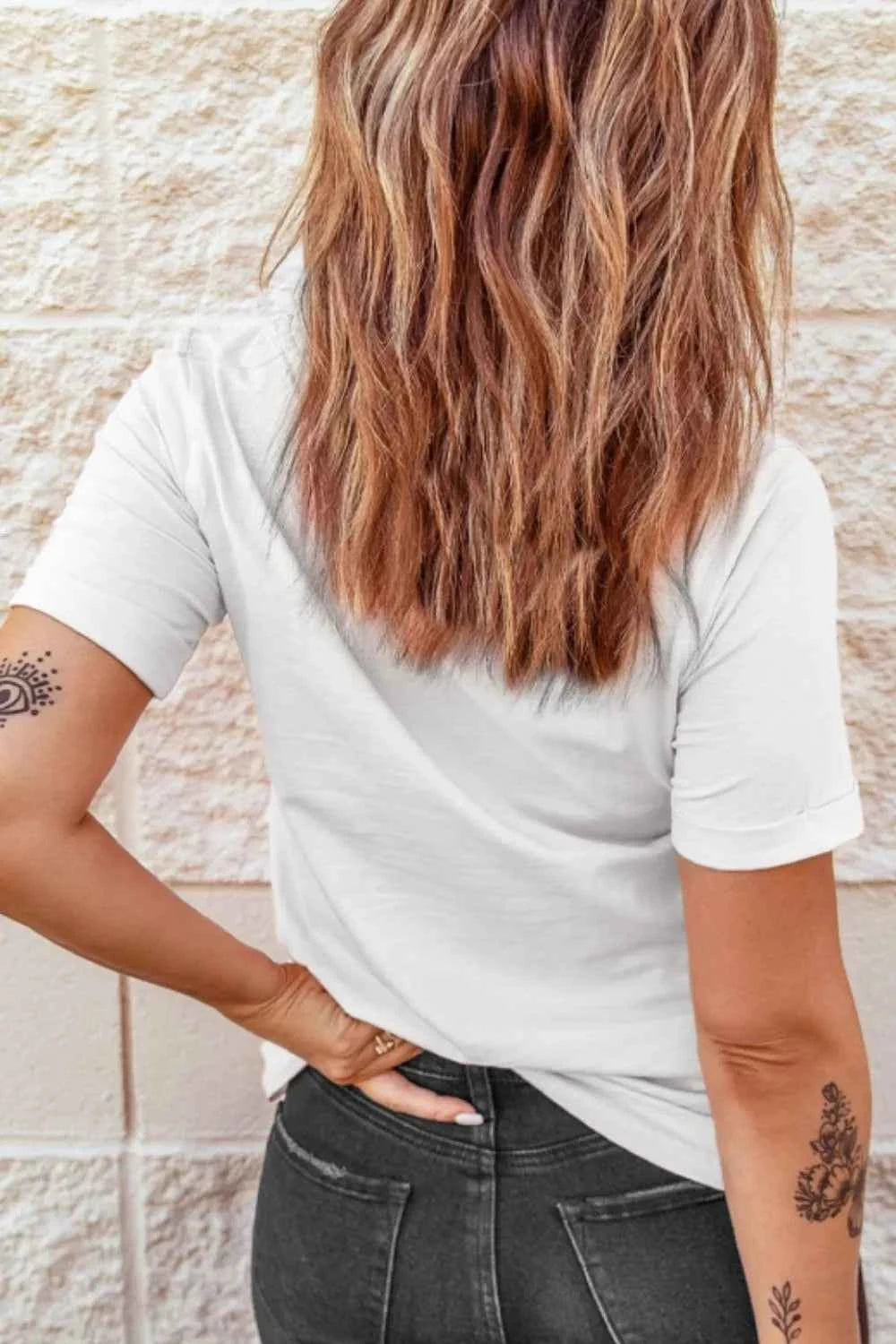 White Western Aztec Horse graphic tee by Trendsi featuring bold southwestern-inspired design and casual style.