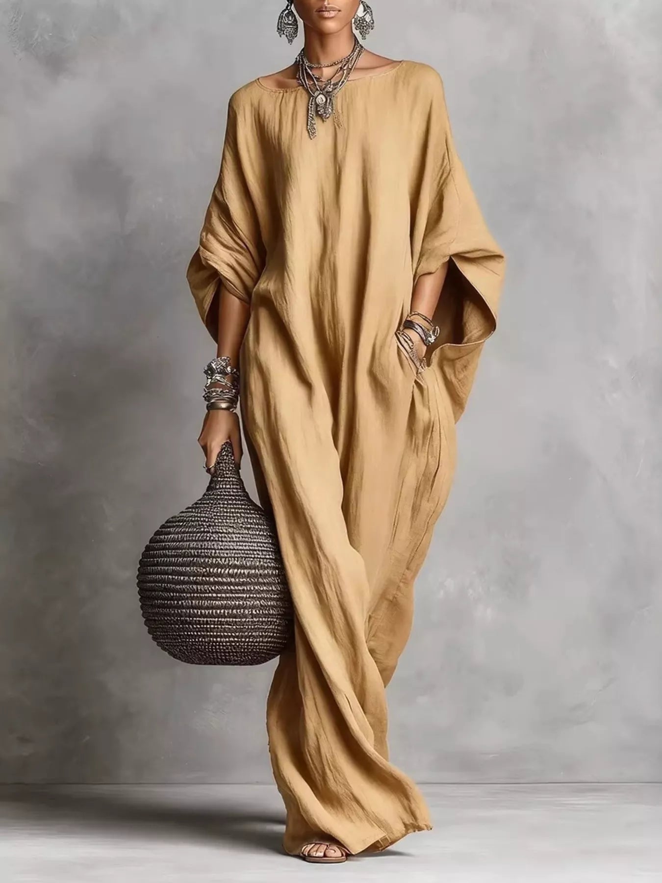 White loose fit boat neck maxi dress by Trendsi, flowing fabric, casual style, and relaxed fit perfect for summer wear.