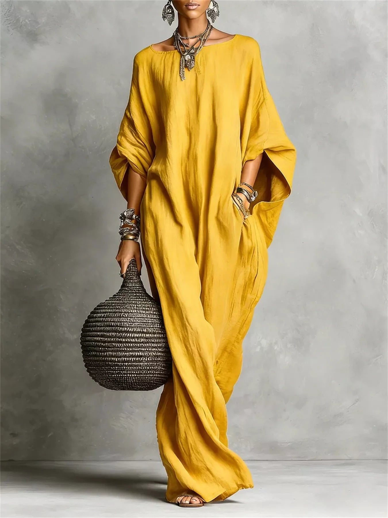 White loose fit boat neck maxi dress by Trendsi, flowing fabric, long length, and relaxed style perfect for casual wear.