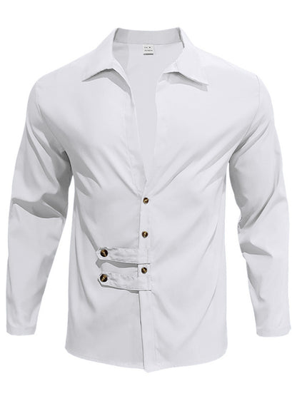 Men's white full-size casual button-up shirt by Trendsi, featuring a classic collar and long sleeves, ideal for everyday wear.