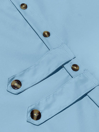 White men's full-size casual button-up shirt from Trendsi, featuring a classic collar and long sleeves, suitable for everyday wear.