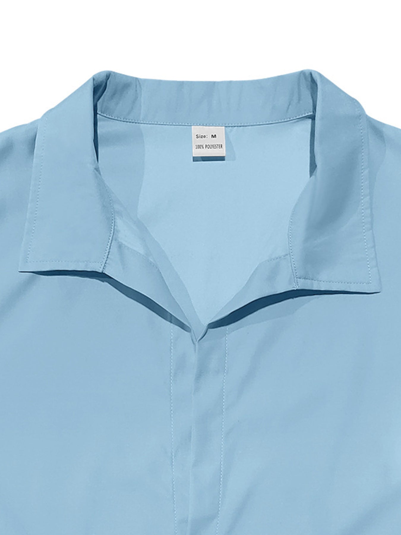 White men's full-size casual button-up shirt by Trendsi, showing a relaxed fit with collar and long sleeves.