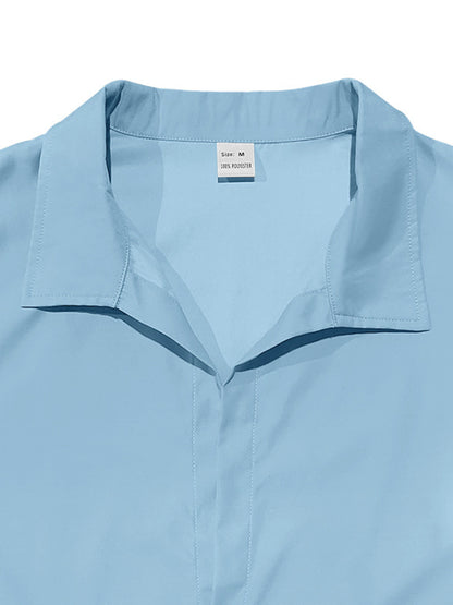 White men's full-size casual button-up shirt by Trendsi, showing a relaxed fit with collar and long sleeves.