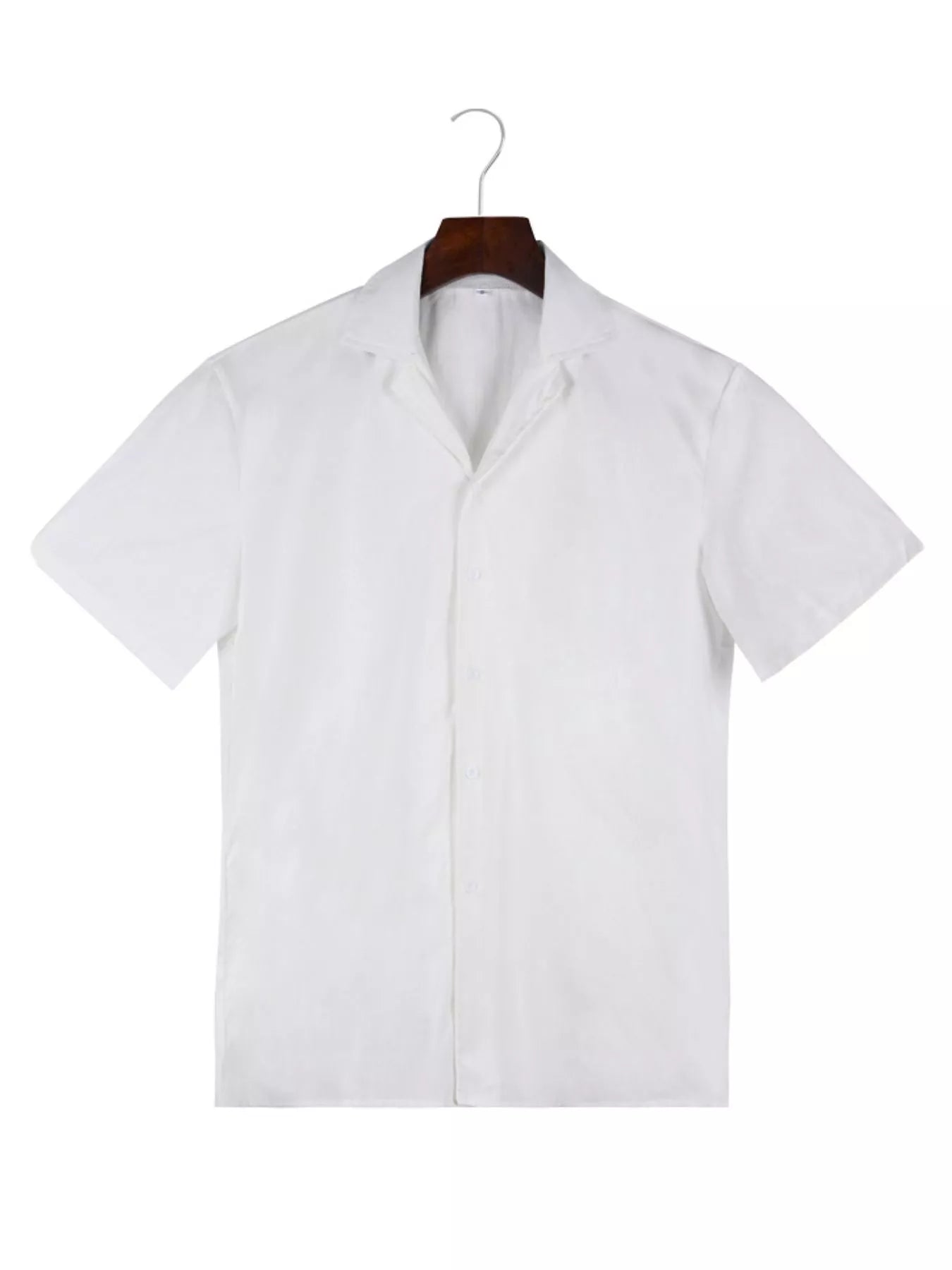 White men's plus size casual short-sleeve shirt from Trendsi, featuring a relaxed fit and classic collar.