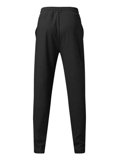 Plus size men's white zip-up top and pants set by Trendsi, casual full-zip jacket with matching pants, comfortable and stylish.