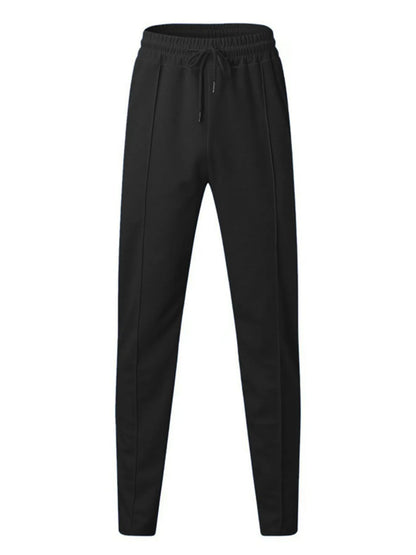 Men's full size white zip-up top and pants set by Trendsi, plus size, casual loungewear with comfortable fit and modern style.