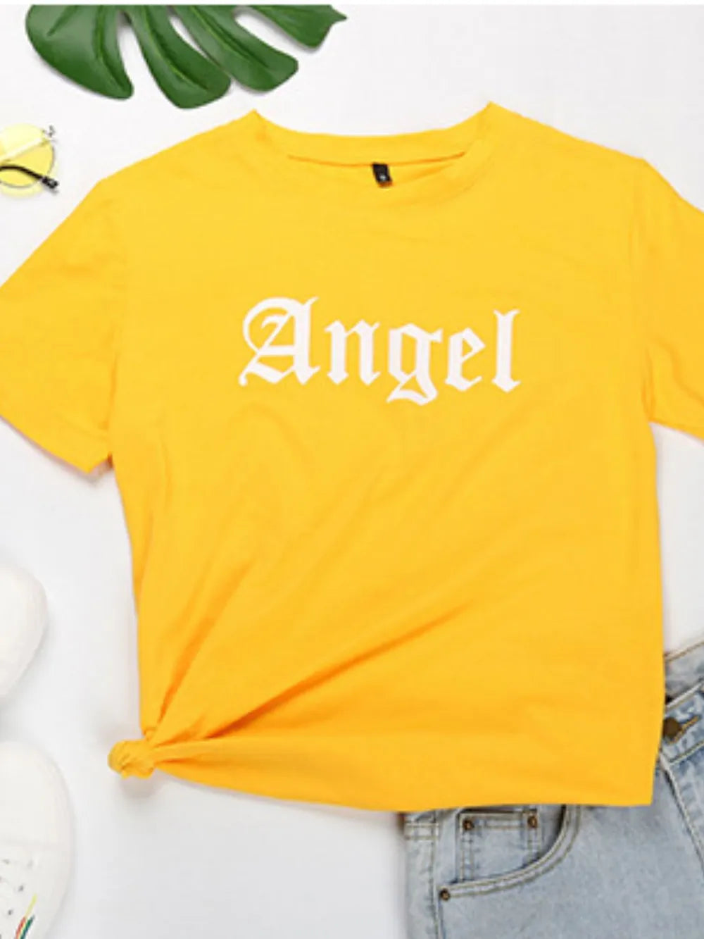 Perfee ANGEL Round Neck Short Sleeve T-Shirt - Redemption By Ashley North