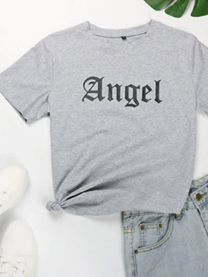 Perfee ANGEL Round Neck Short Sleeve T-Shirt - Redemption By Ashley North