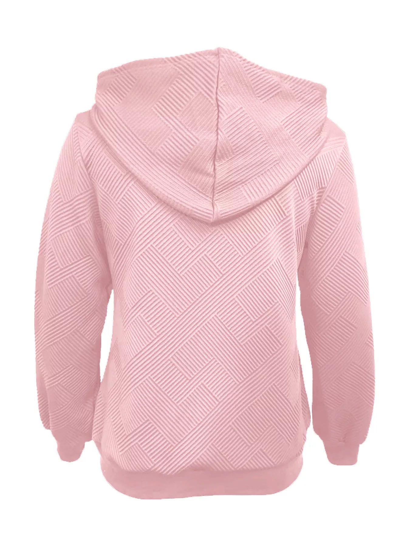 Texture zip-up hoodie with drawstring from Trendsi, featuring a soft fabric and casual style, shown with the hoodie unzipped.