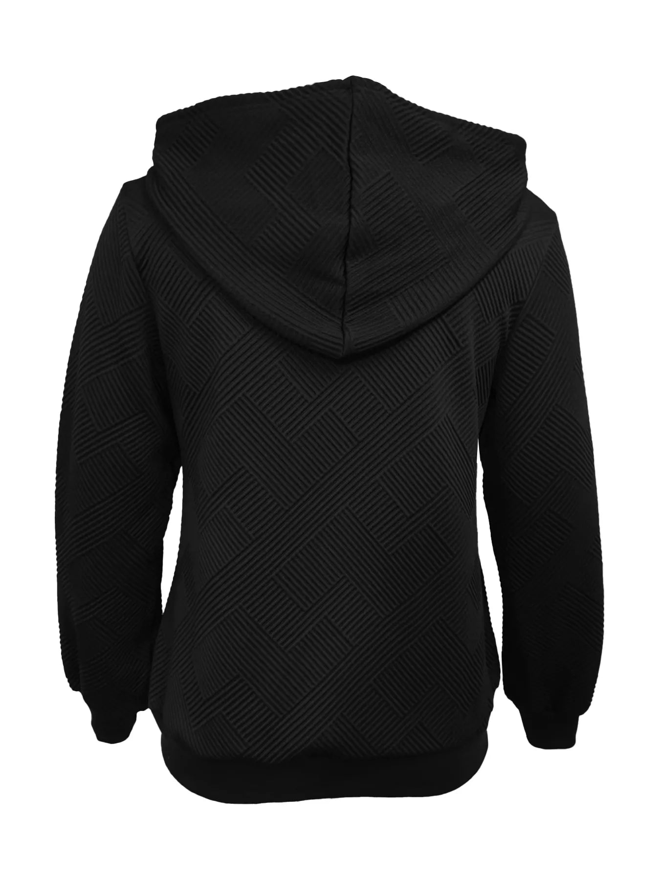 Texture zip-up hoodie with drawstring from Trendsi, featuring a casual fit and cozy fabric, displayed in a front view.
