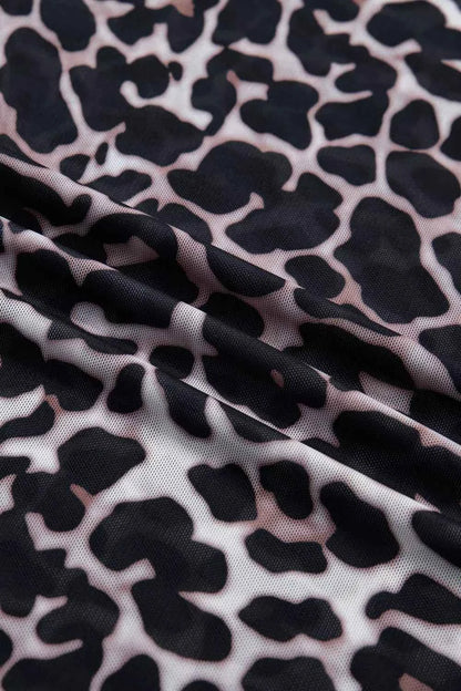 Leopard print sheer mesh top for women, trendy and versatile, featuring chic leopard design perfect for stylish outfits.