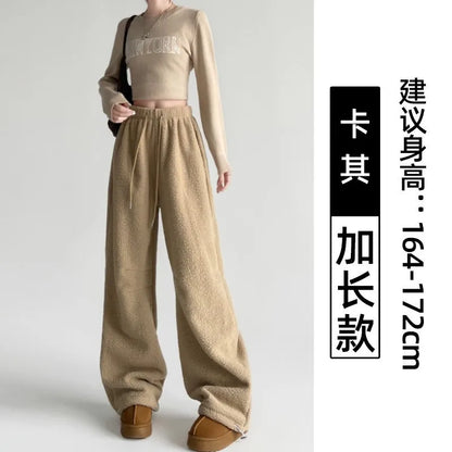 Yellow CozyChic™ winter pants by Vennus Store, warm, loose-fit wide-leg style perfect for cold weather comfort.