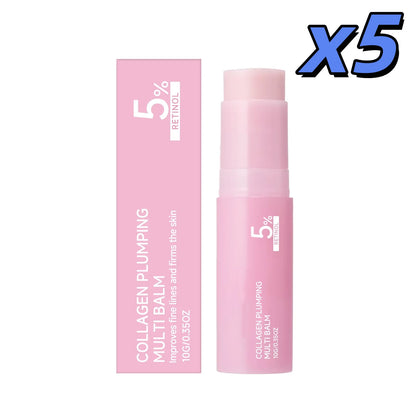 West Month Beauty PlumpGlow™ Collagen Balm in 10g, three-piece set, showing smooth, hydrated lips with a glossy finish.