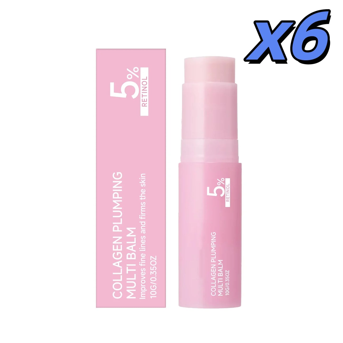 West Month Beauty PlumpGlow™ Collagen Balm in three 10g jars, showing smooth, hydrated lips with a glossy finish.