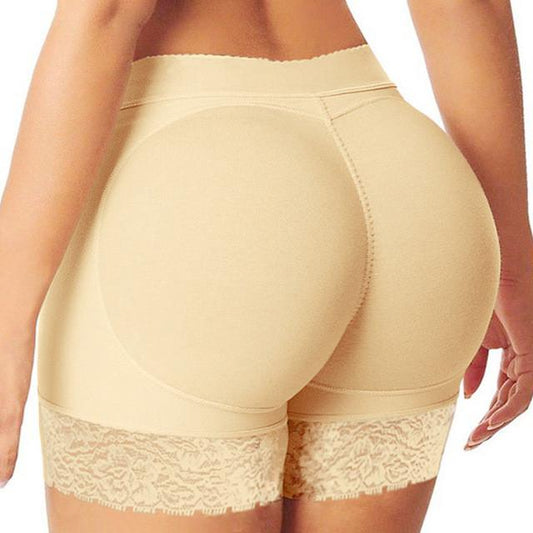 Yellow Pandora beige padded body shaper butt lifter panty, seamless lingerie underwear for shaping and lifting.