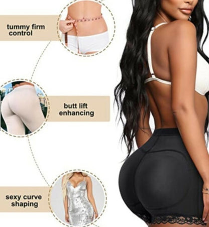 Yellow Pandora beige padded body shaper butt lifter panty, seamless lingerie with lifting and shaping support.