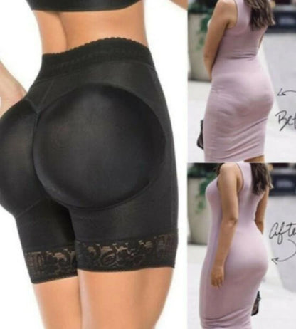Yellow Pandora beige padded body shaper with butt lift design, lingerie and underwear for shaping and enhancing curves.