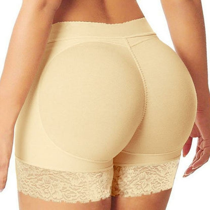 Yellow Pandora beige padded body shaper and butt lifter panty, seamless lingerie and underwear for shaping and support.